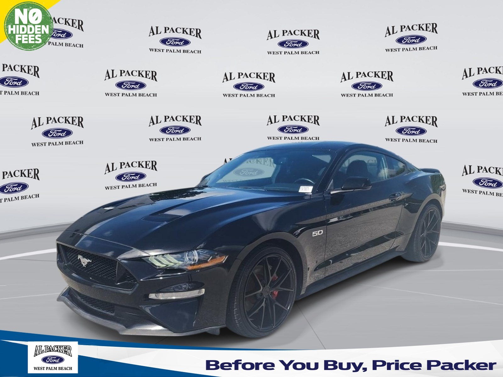 2020 Ford Mustang GT in Shadow Black — front three-quarter view